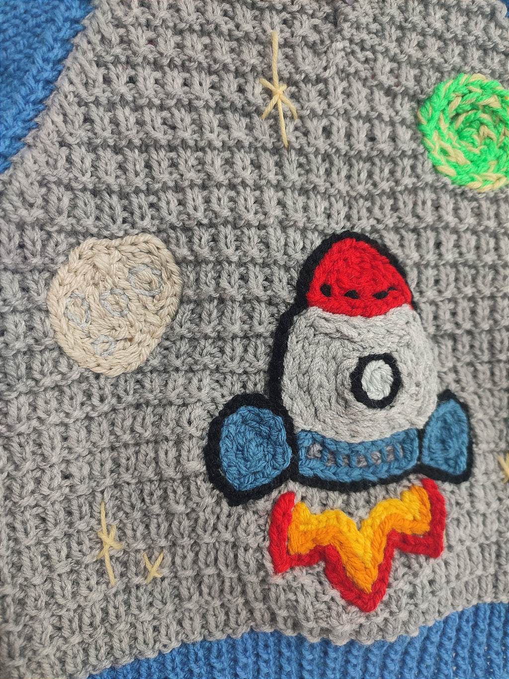 Ready to buy hand embroidered Rocket man jumper 9-12 months