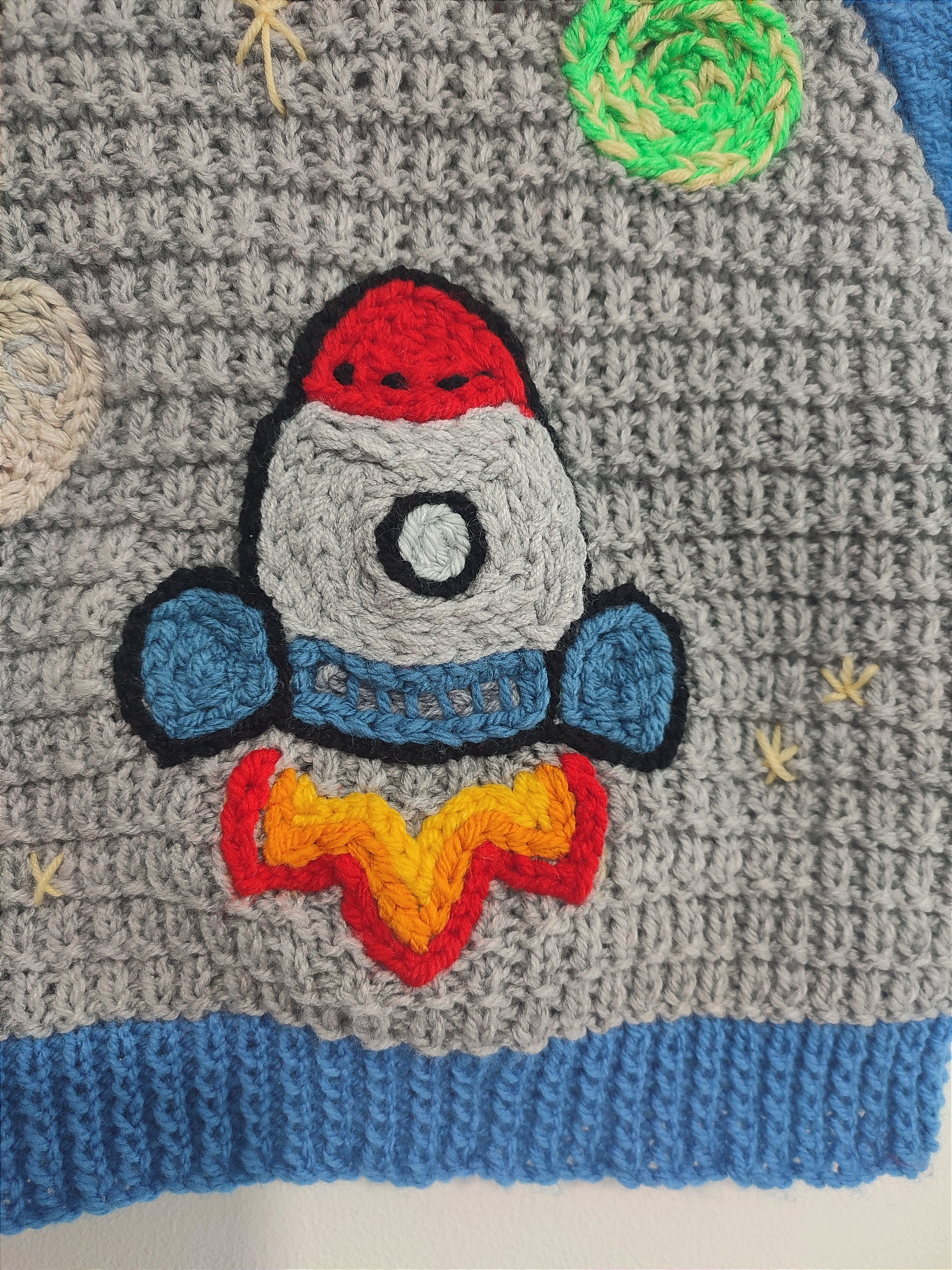 Ready to buy hand embroidered Rocket man jumper 9-12 months