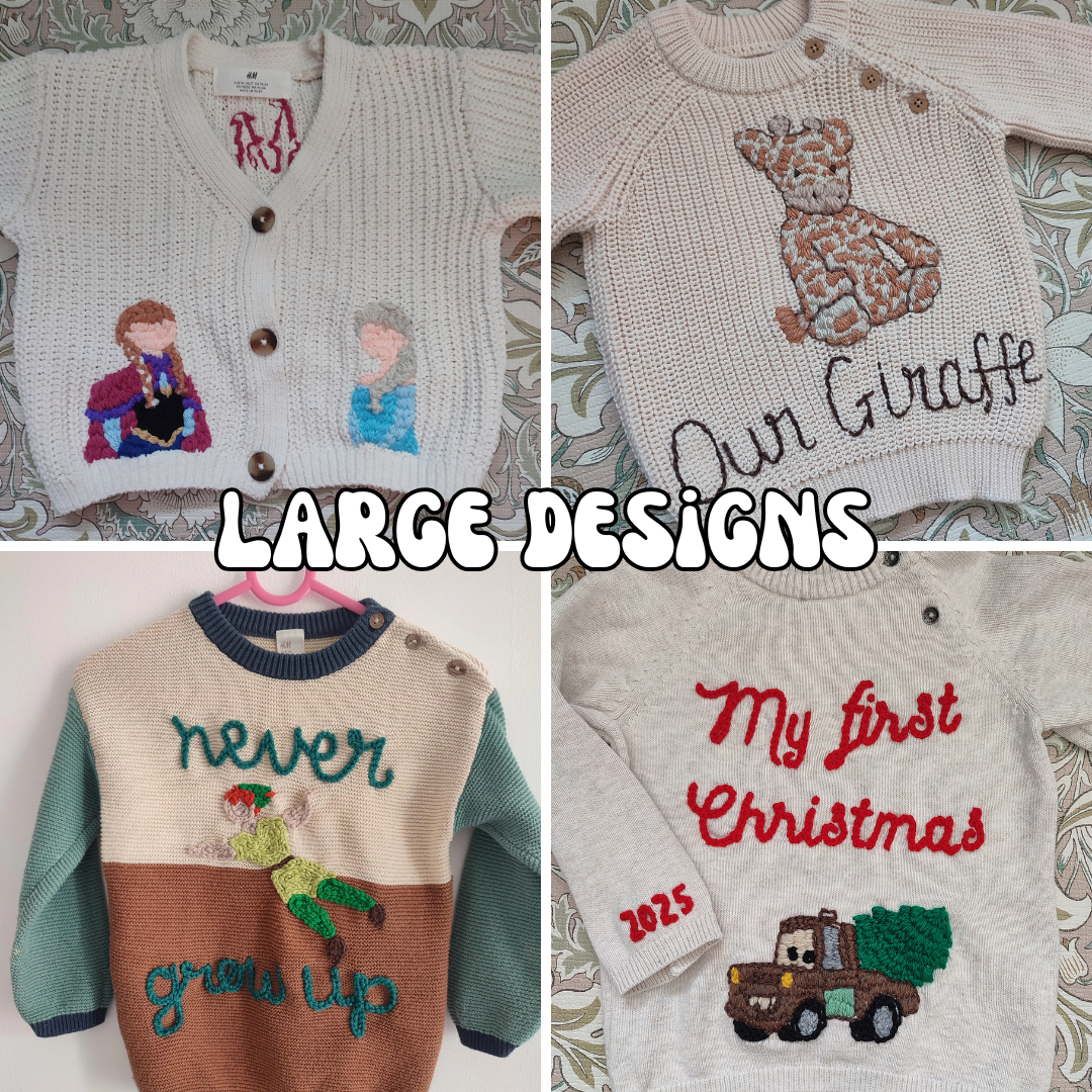 Mystery knit- name + large design
