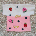 Handmade Tutti Frutti Cardigan, Embroidered Knit Jumper (9-12 Months)