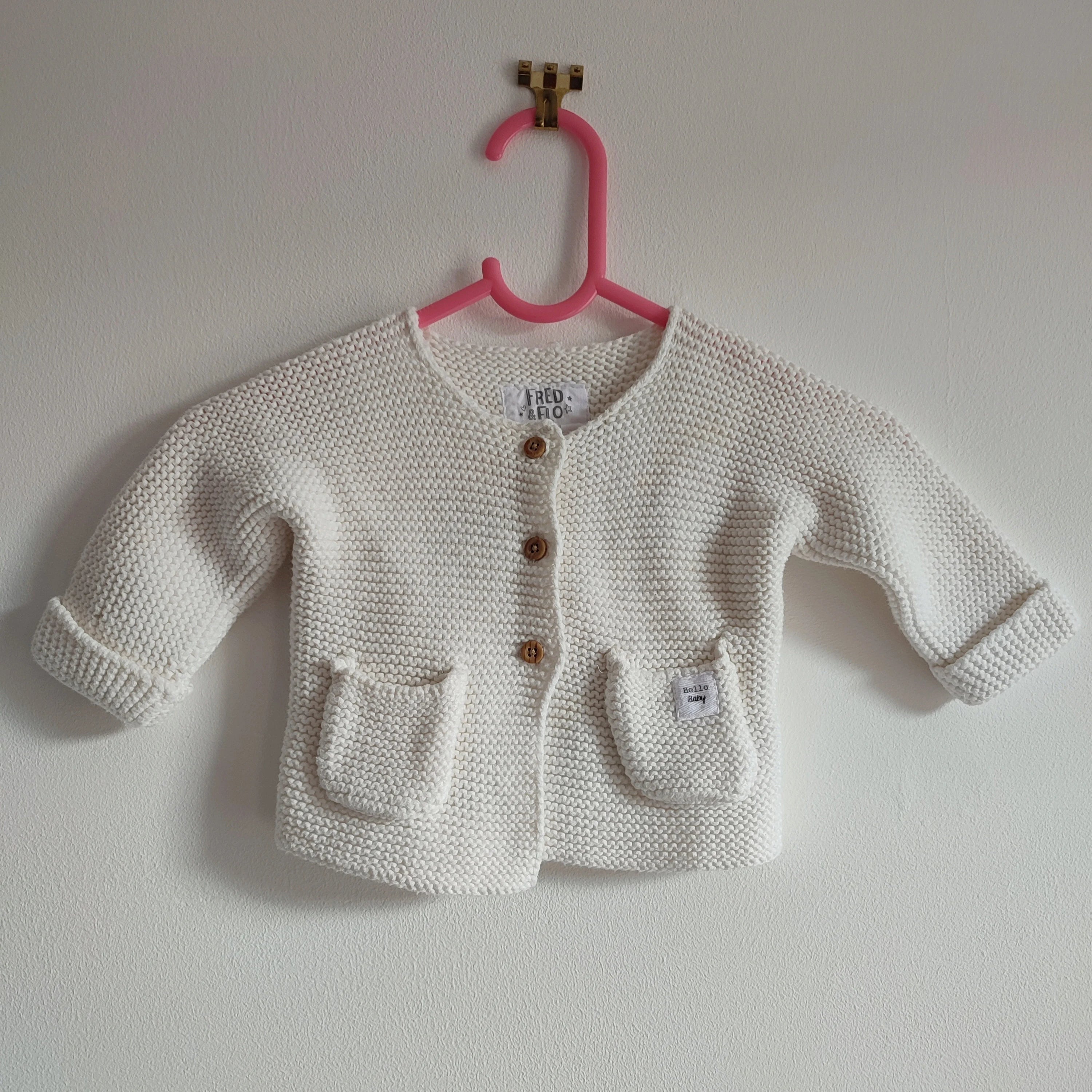 Handmade 'Oh my darlin' Baby Cardigan, Newborn Knit Jumper (0-3 Months)