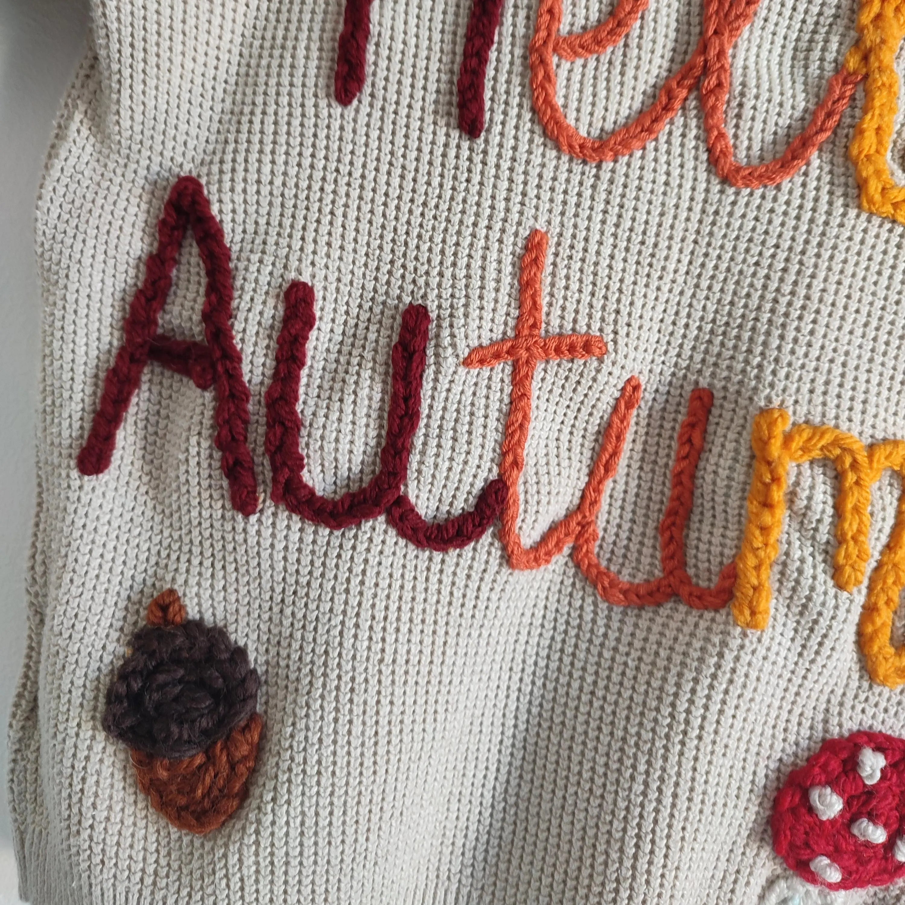 Ready to buy hand embroidered Hello autumn jumper 18-24 months, 1.5-2 years