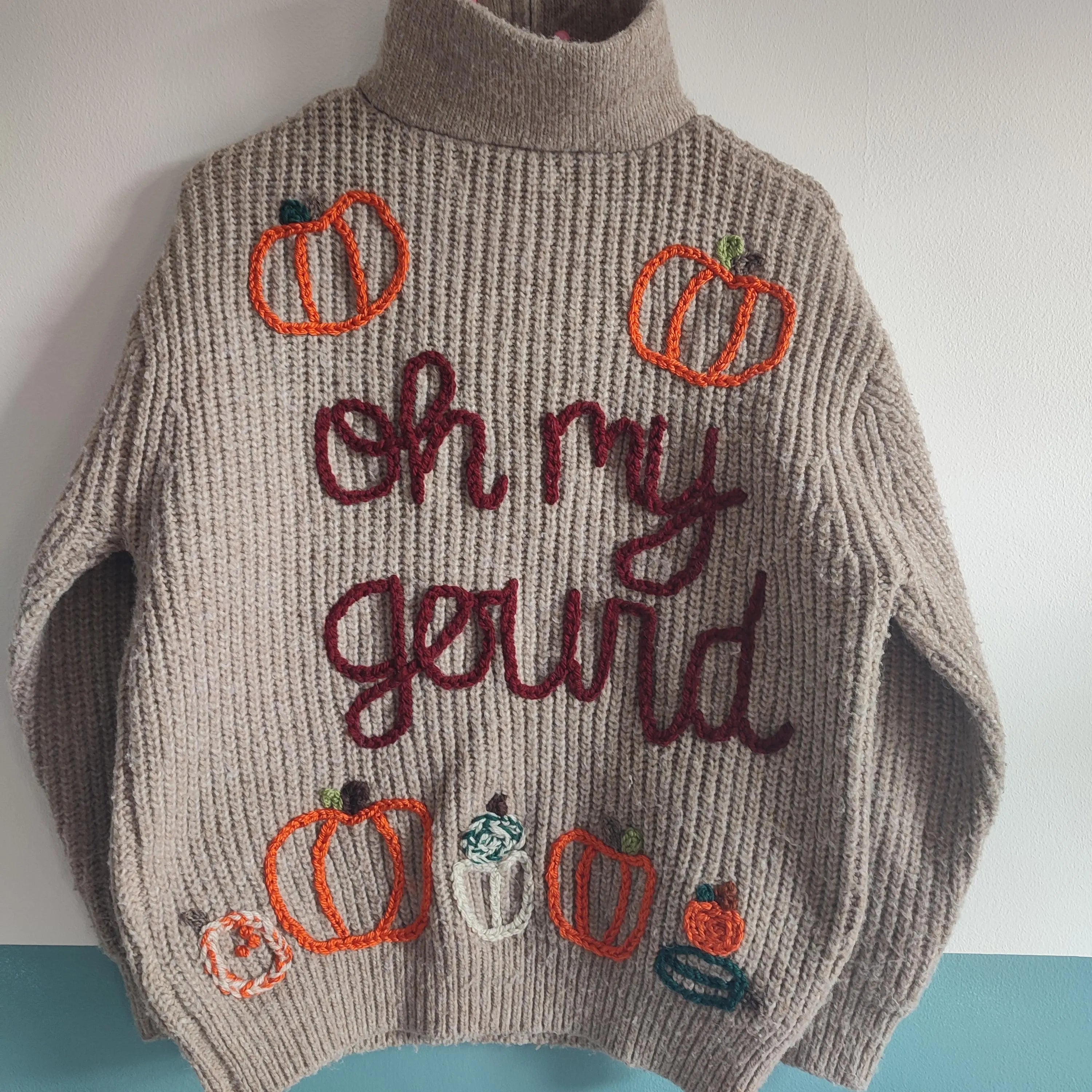 Handmade 'Oh My Gourd' Pumpkin Jumper, Kids Size 6-7 Years