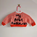 Handmade Baby's First Halloween Cardigan, Orange & White Knit (0-3 Months)