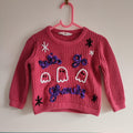Hand Embroidered Halloween Jumper, Pink Ghost Sweater, 12-18 Months
