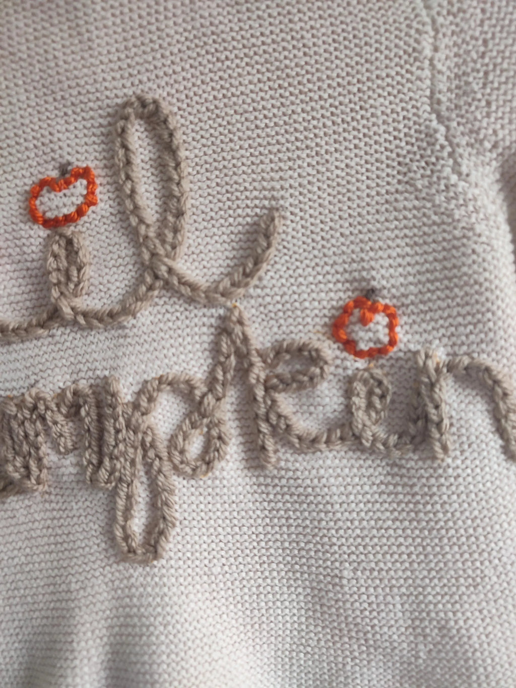 Hand embroidered lil pumpkin cardigan. Size 1-1.5 years, 12-18 months