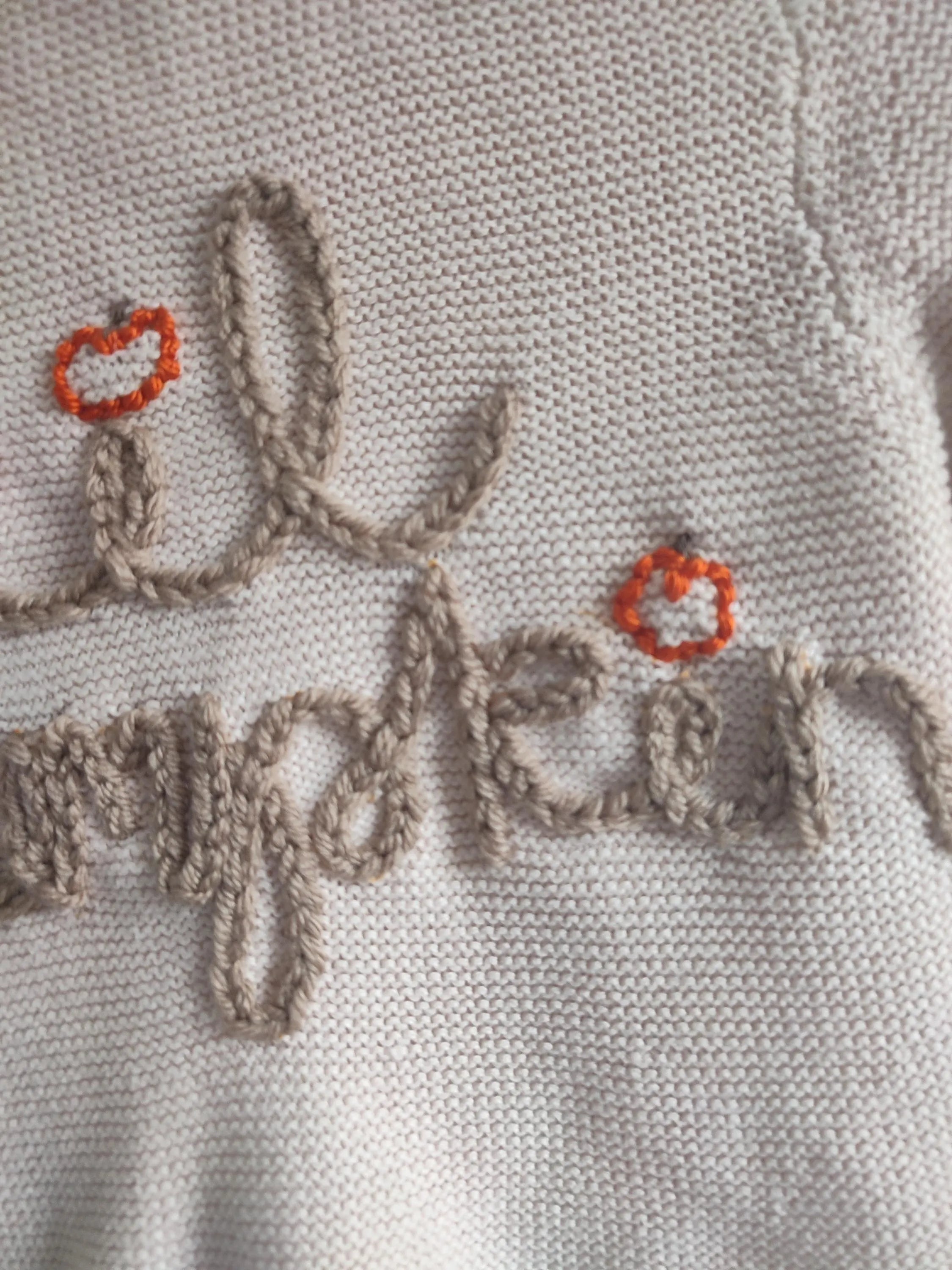 Hand embroidered lil pumpkin cardigan. Size 1-1.5 years, 12-18 months