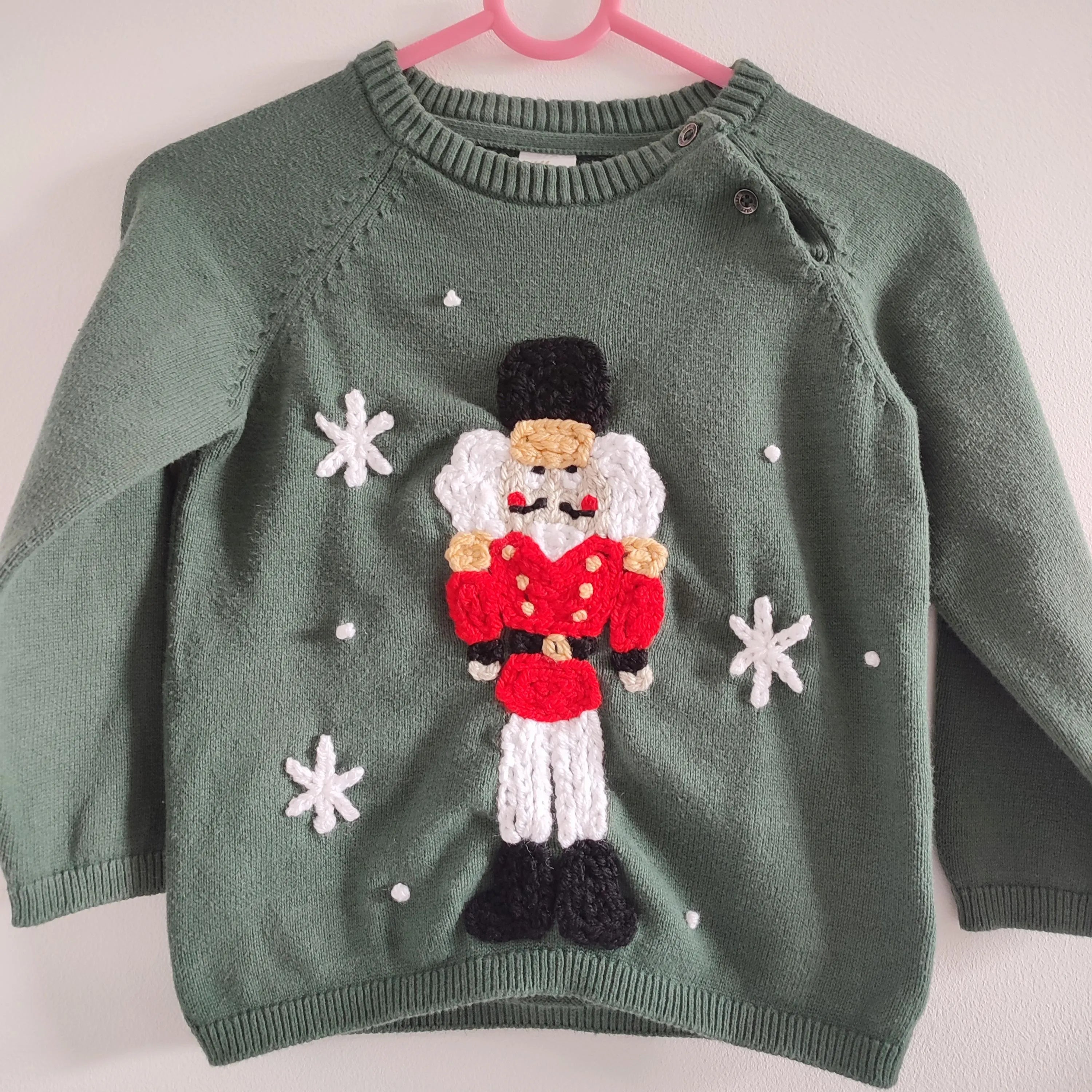 Hand embroidered nutcracker Christmas jumper. Size 1.5-2 years, 18-24 months