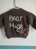 Hand embroidered bear hugs gender neutral jumper. With lovely mama and baby bear. Size 9-12 months