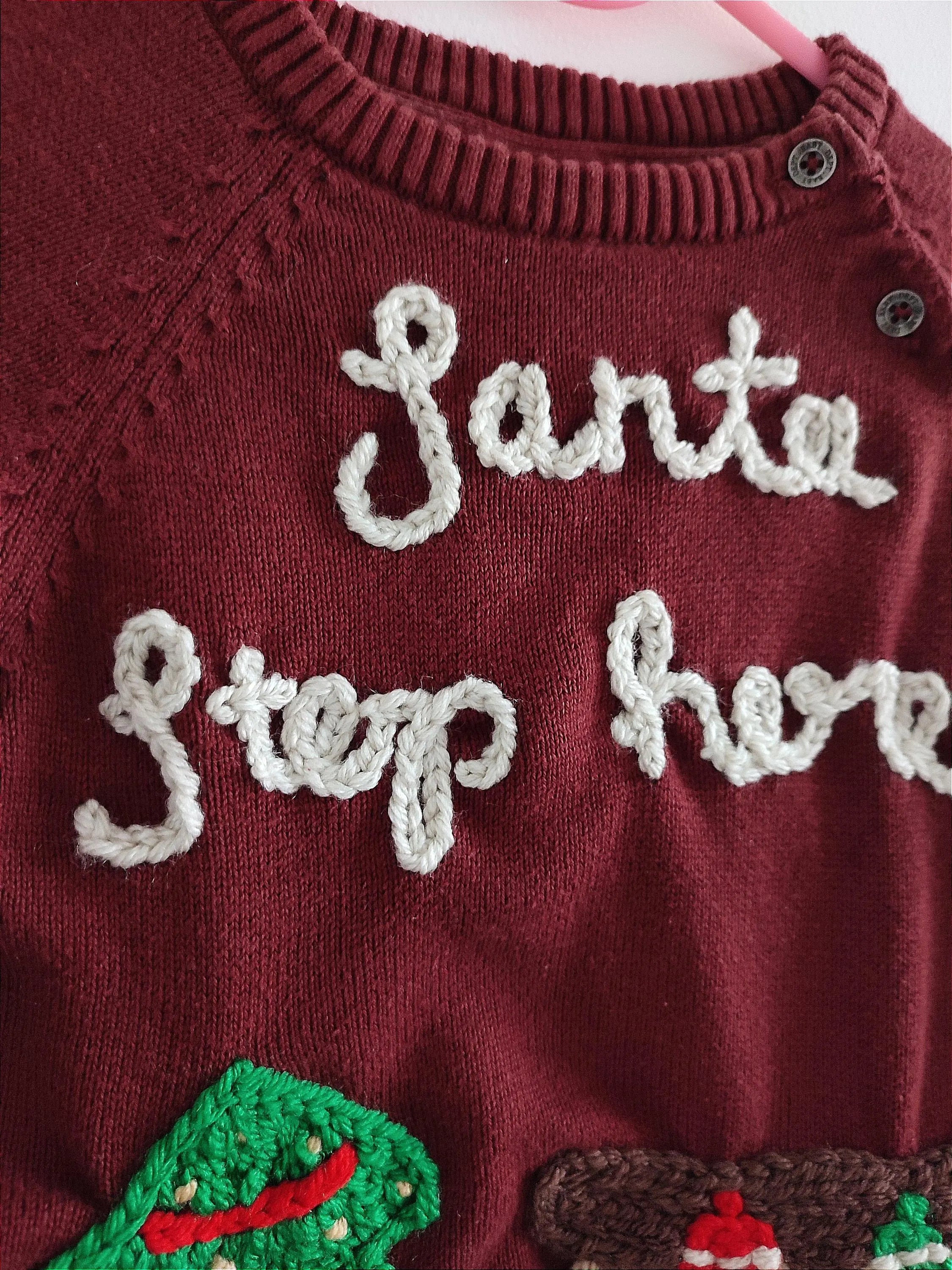 Hand Embroidered Santa Jumper, Christmas Tree Fireplace Design, 18-24 Months