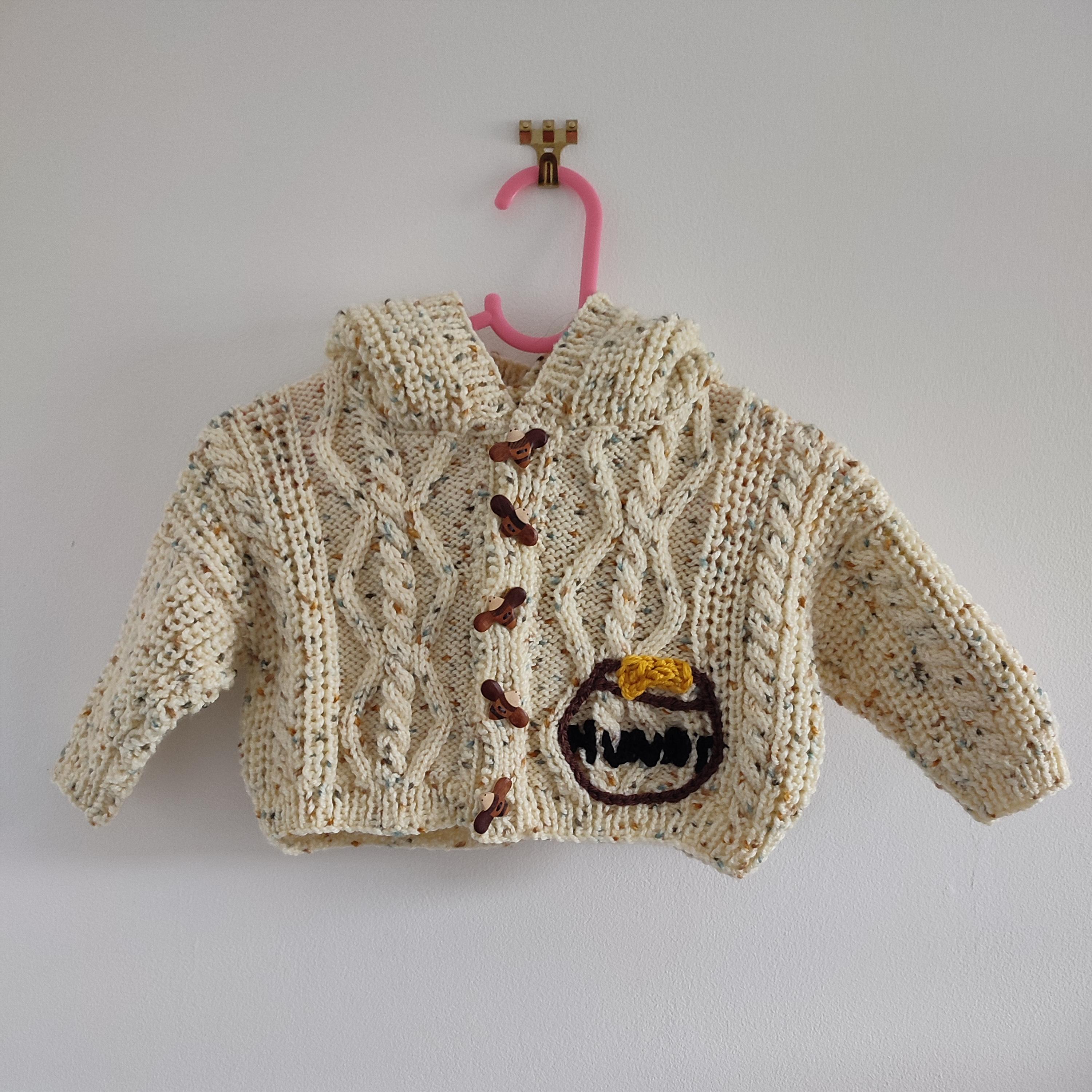 Handmade Embroidered Winnie the Pooh Cardigan, 3-6 Months