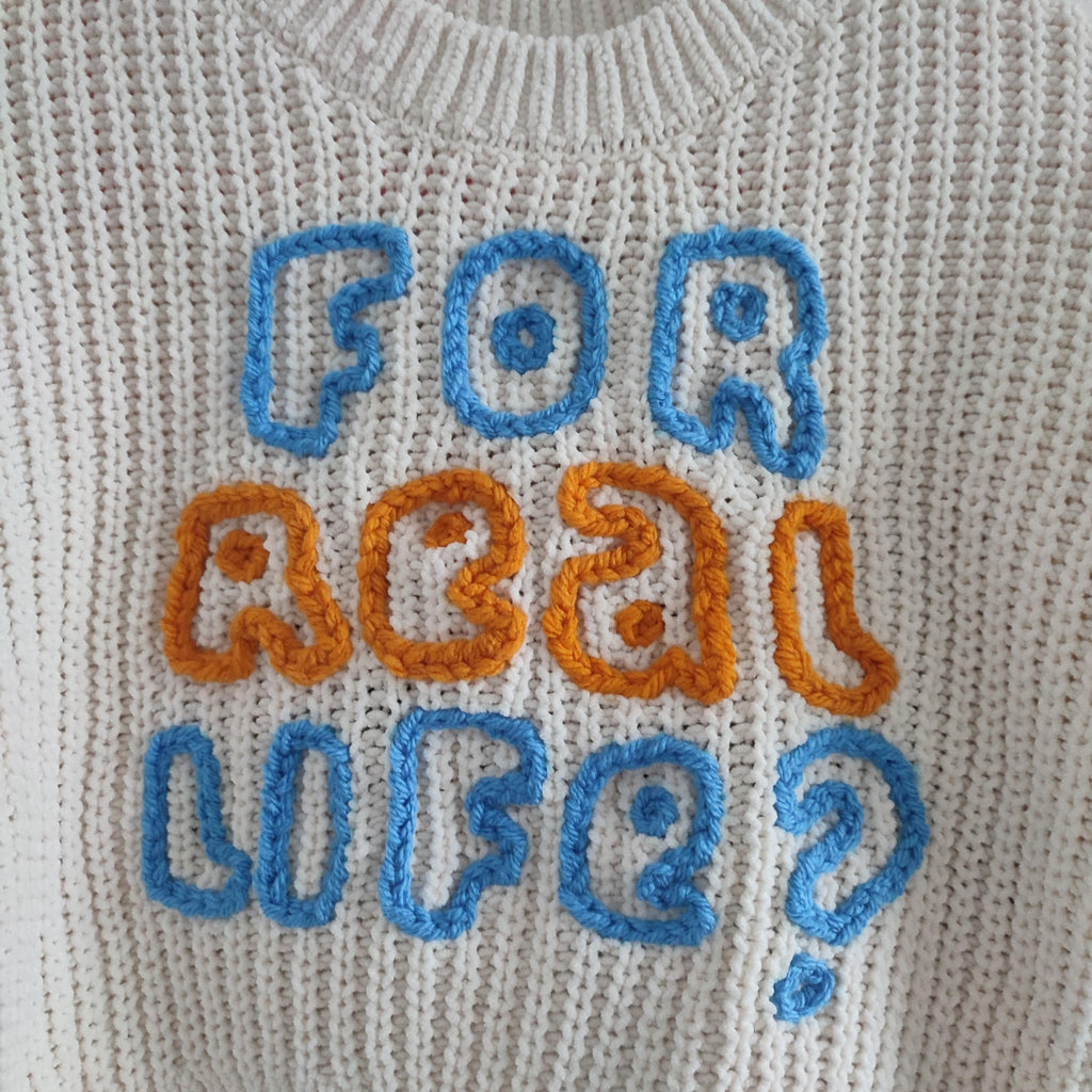 Hand embroidered Bluey for real life jumper. With bluey and bingo! Size 1.5-2 years