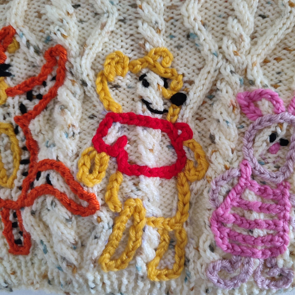 Handmade Embroidered Winnie the Pooh Cardigan, 3-6 Months