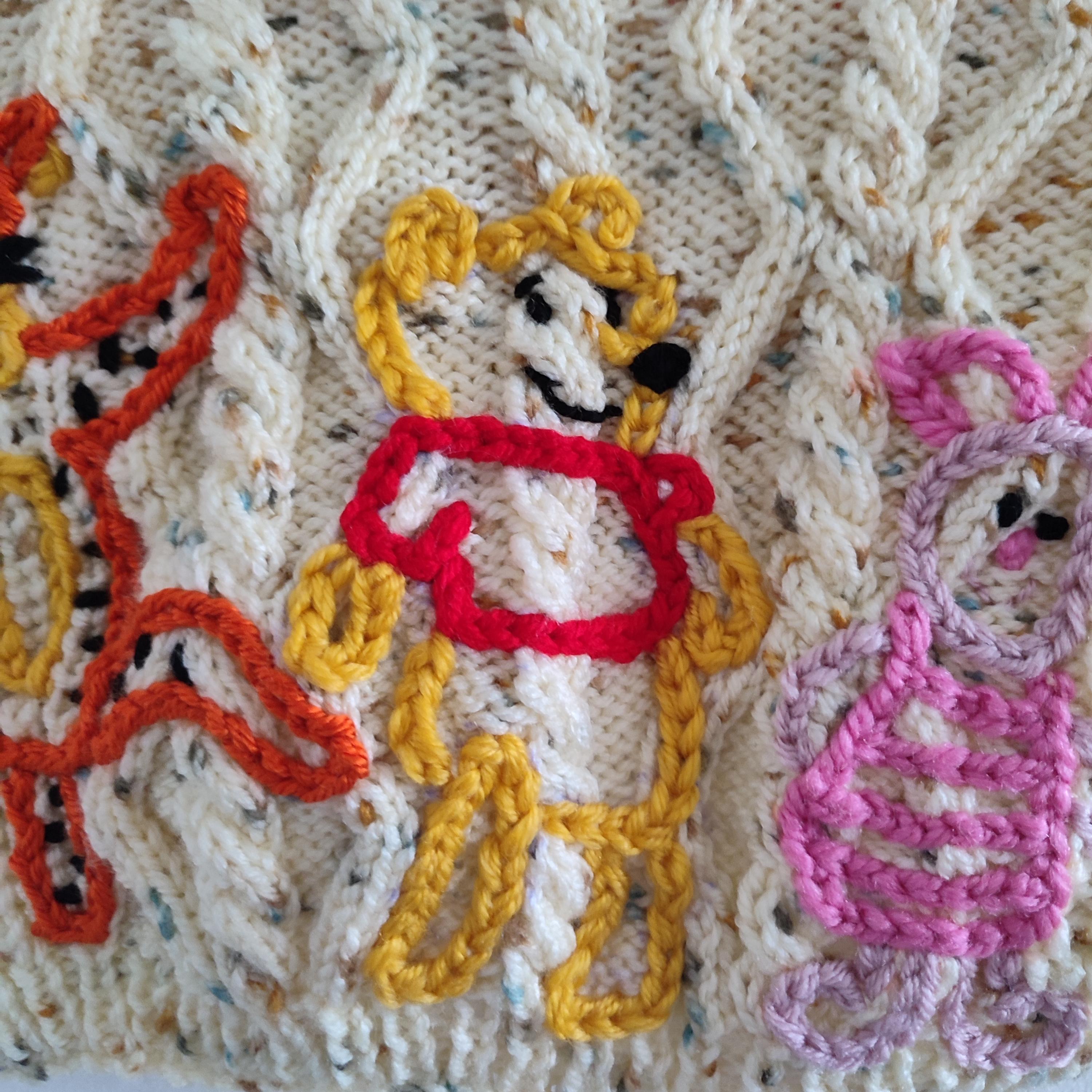 Handmade Embroidered Winnie the Pooh Cardigan, 3-6 Months