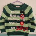 Ready to buy hand embroidered 'I am Super' superhero design. 4-6 years