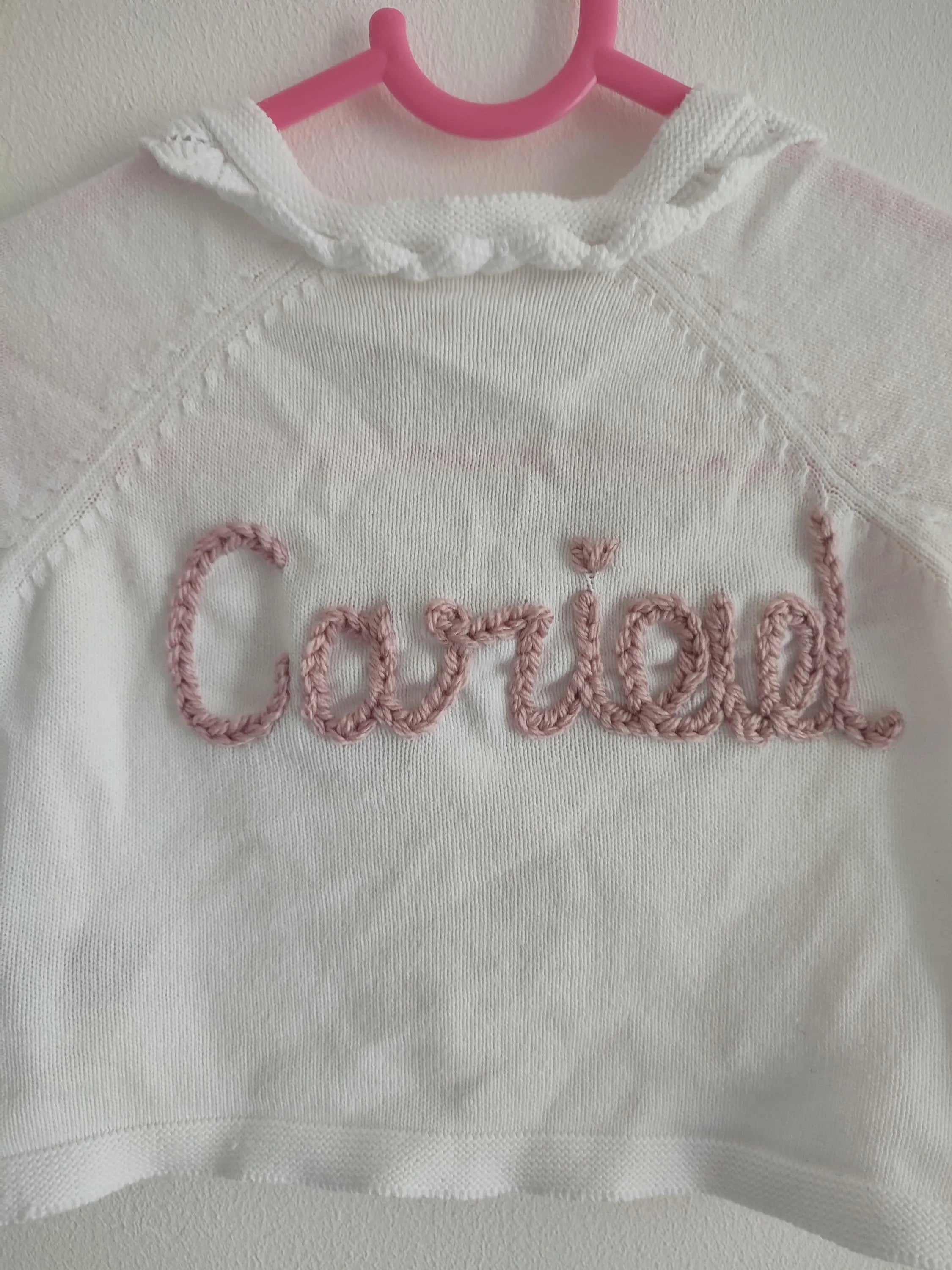 Hand Embroidered Welsh Cariad Cardigan, Newborn Baby Gift (0-3 Months)