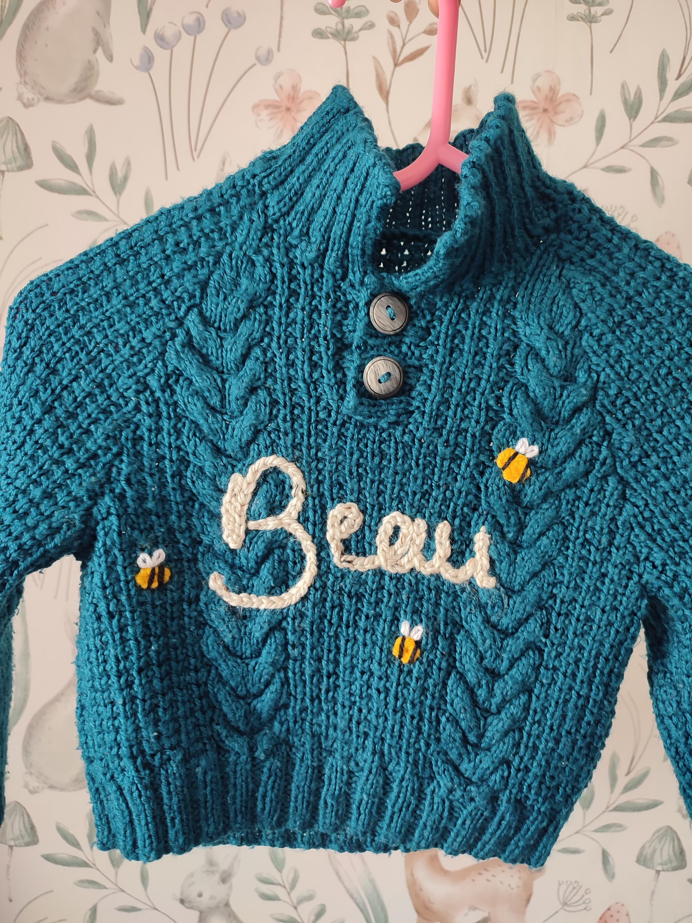 Mystery knit- name + small design