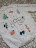 Hand embroidered Christmas The Nutcracker inspired cardigan.Hand knitted white cardigan. Size 3-5 years