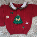 Ready to buy hand embroidered Christmas jumper with Christmas tree bow design, 18-24 Months