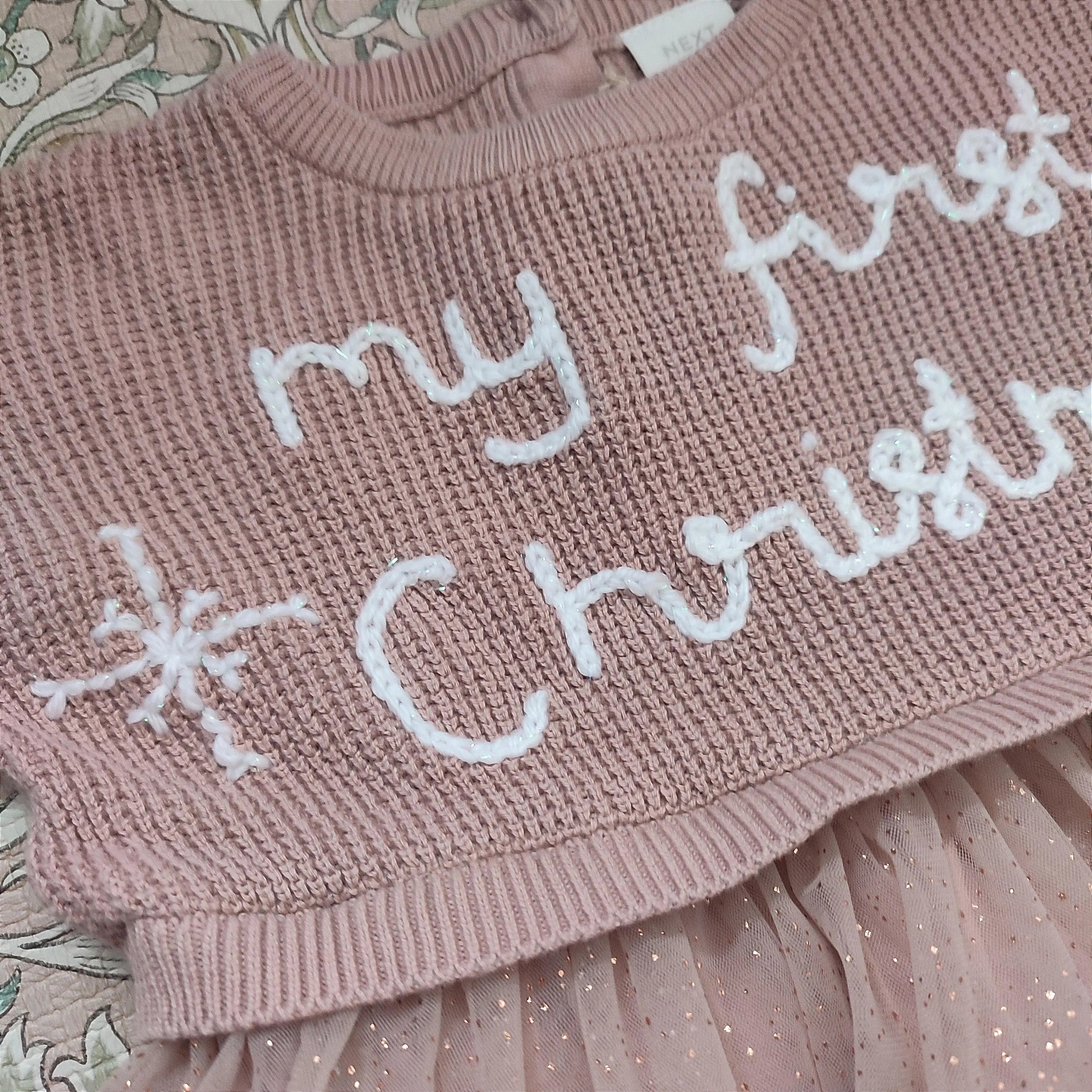 Ready to buy Hand Embroidered My First Christmas Dress, Sparkle Snowflake, 6-9 Months