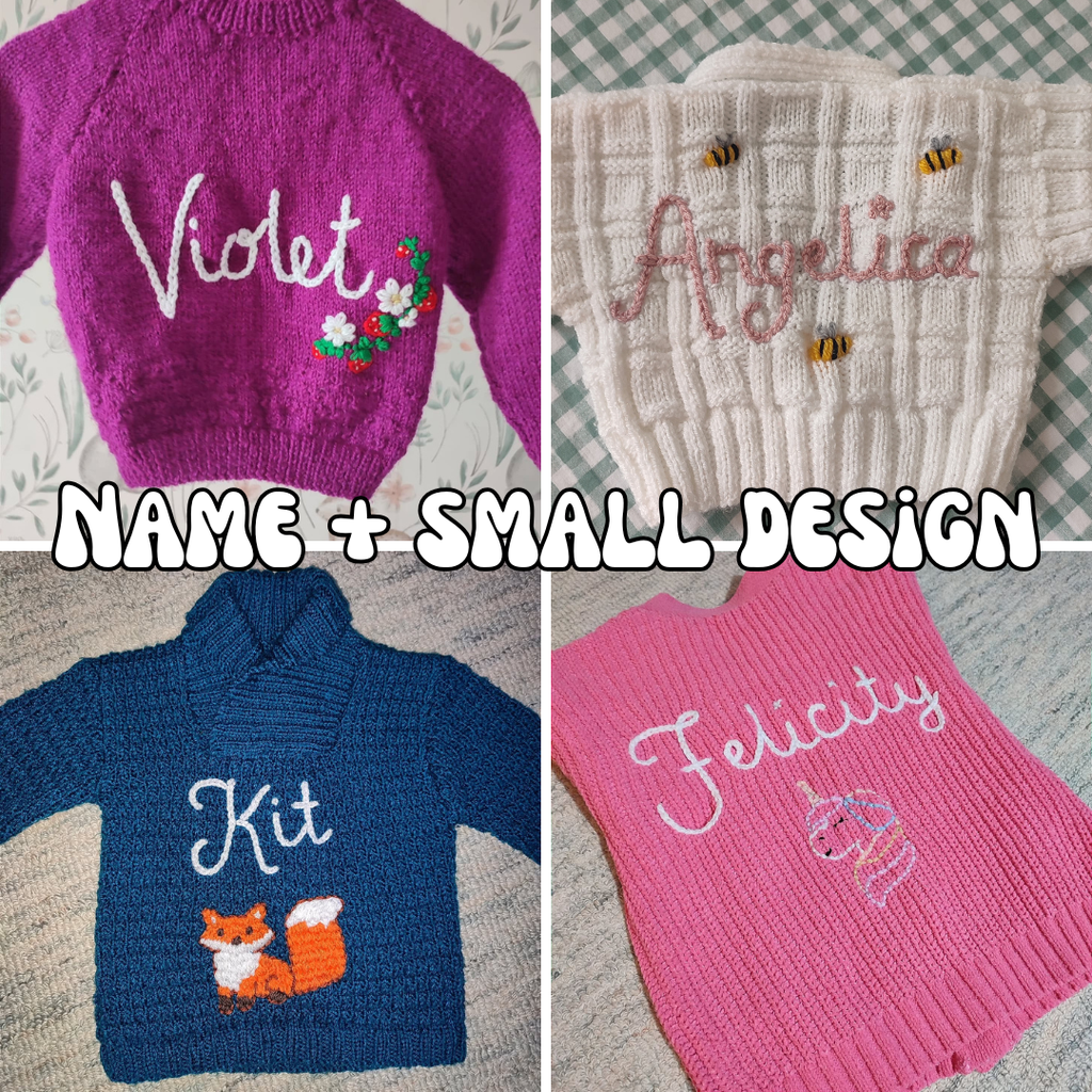 Mystery knit- name + small design