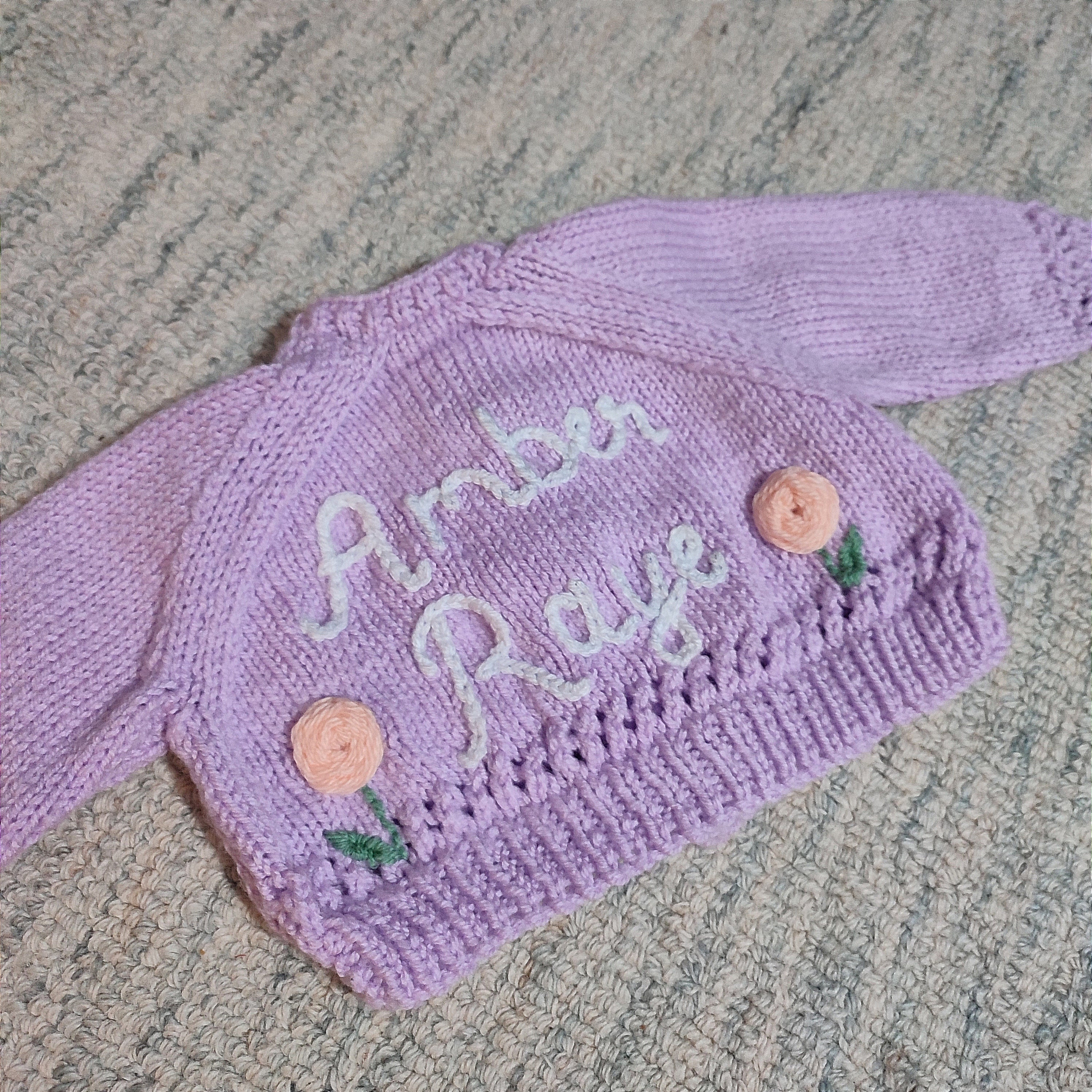 Mystery knit- name + small design