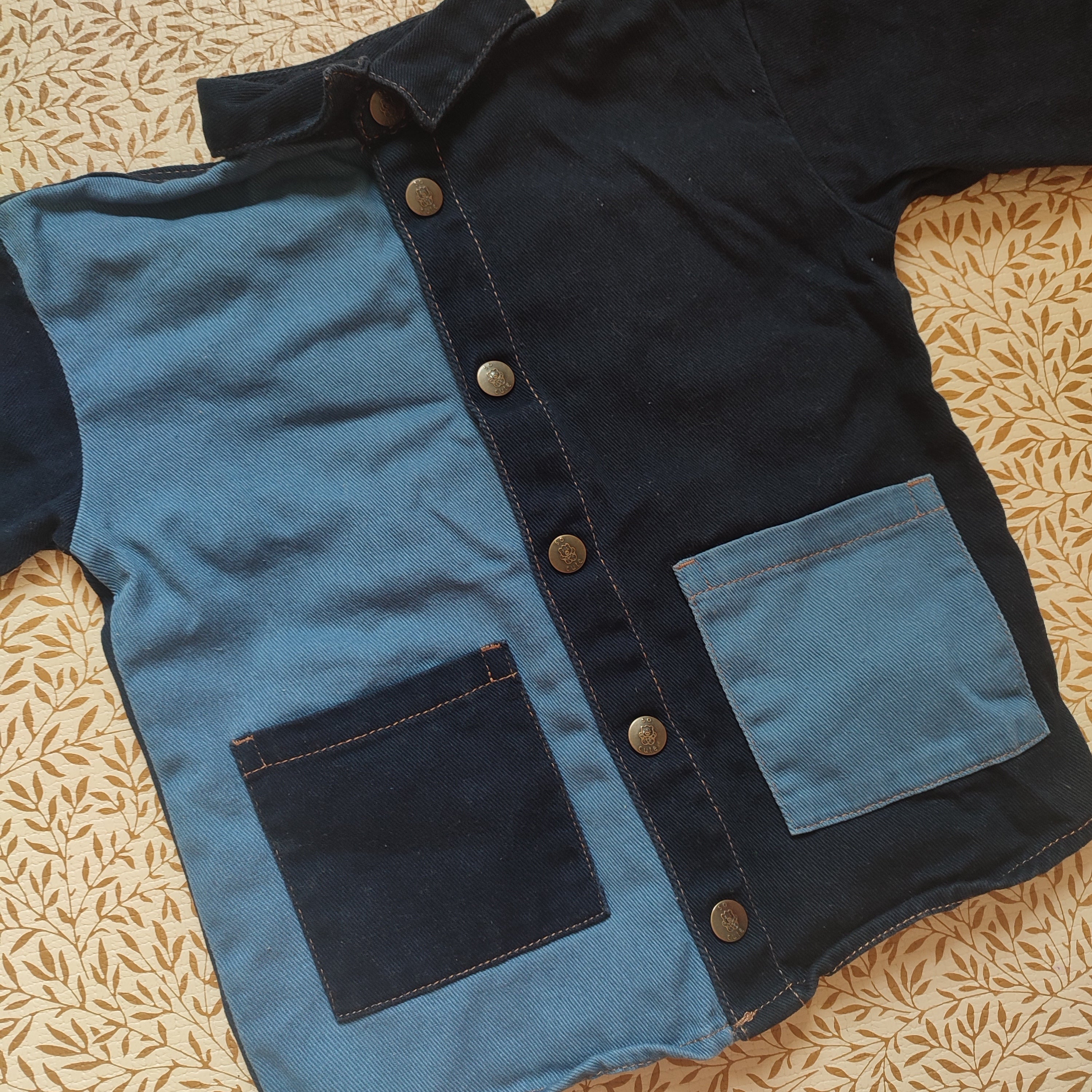 Hand embroidered denim shirt with Cool Kids Club design 2-3 years