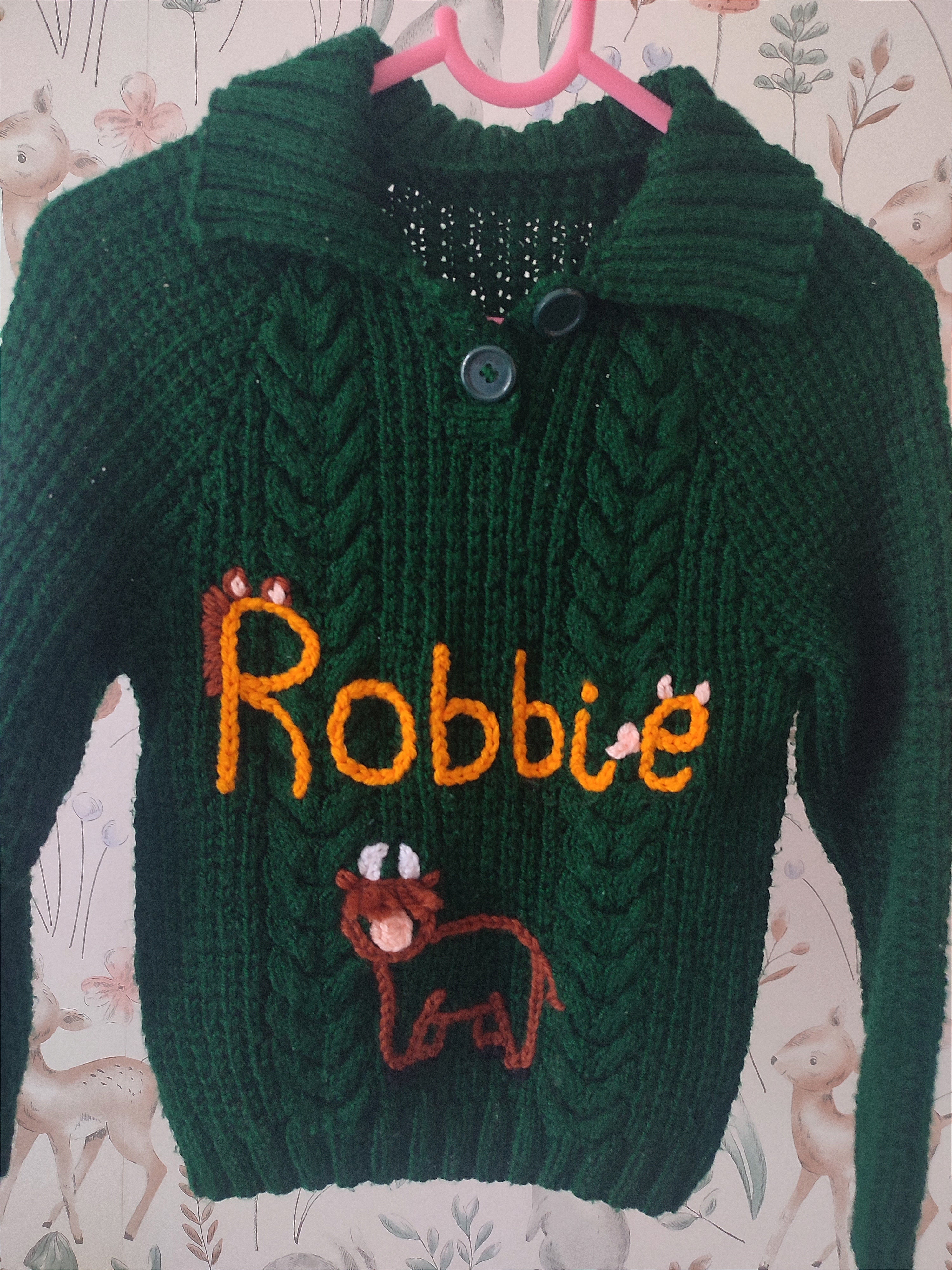 Mystery knit- name + small design