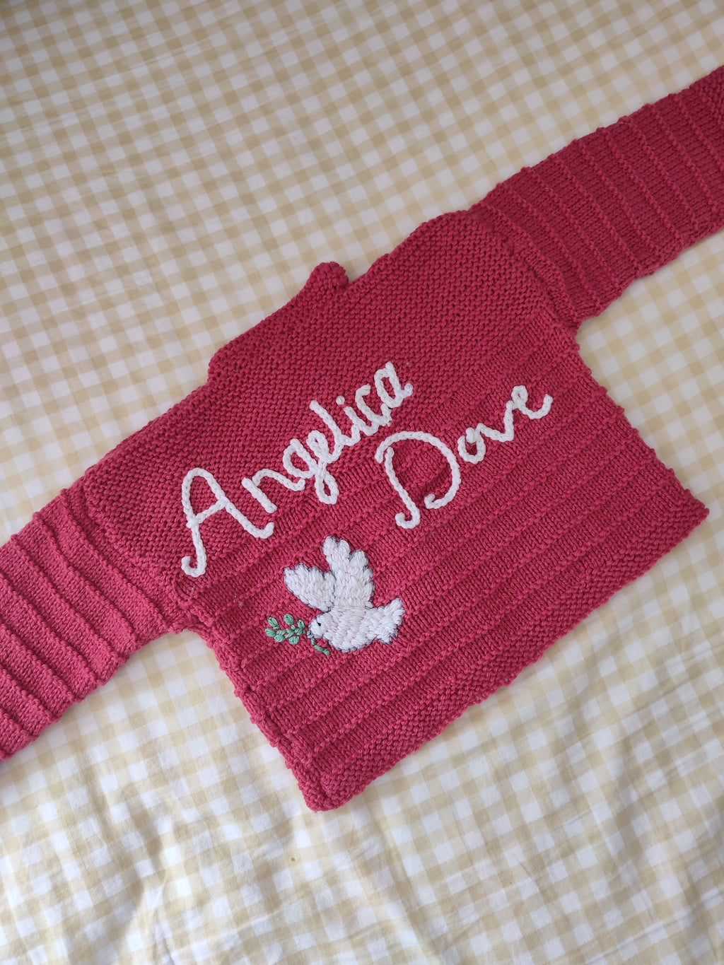Mystery knit- name + small design