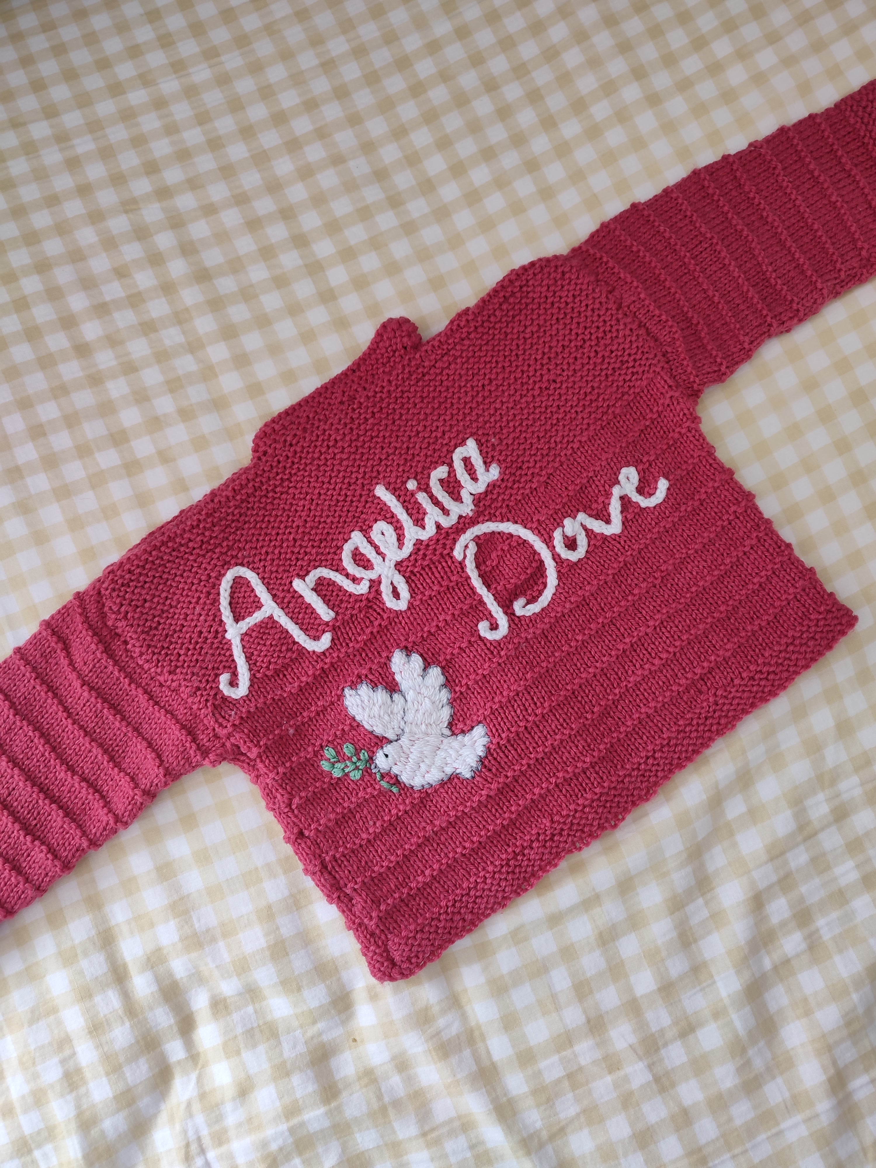 Mystery knit- name + small design